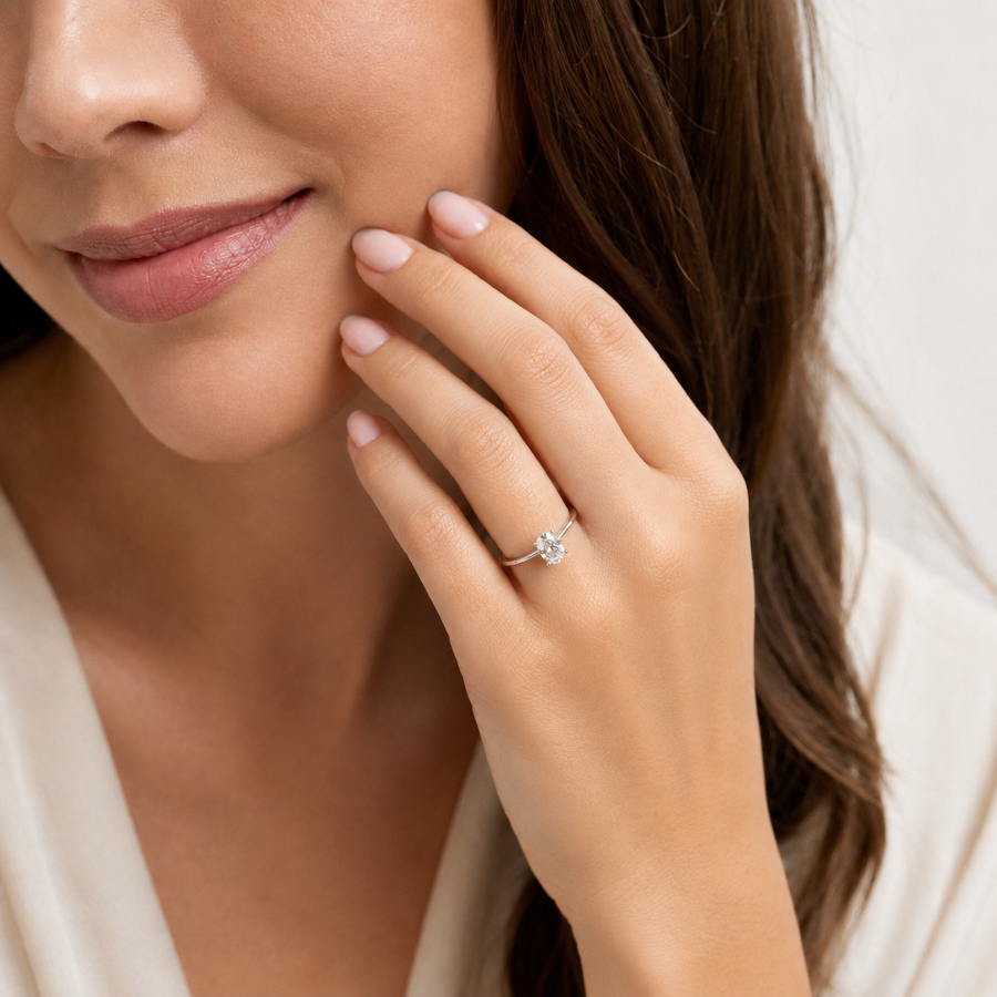 1 Karat Mozanit Oval Tektaş Gümüş Yüzük - CNG Jewels (1)