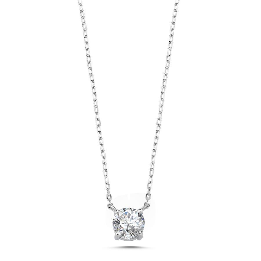 1 Karat Tektaş Gümüş Kolye - CNG Jewels