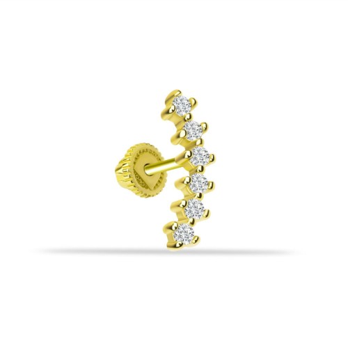 14 Ayar Altın Altı Taşlı Yay Helix Piercing - CNG Jewels