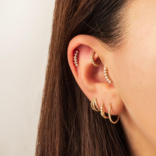 14 Ayar Altın Altı Taşlı Yay Helix Piercing - CNG Jewels (1)
