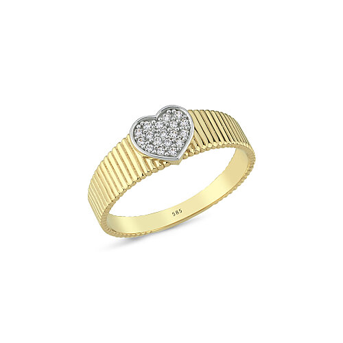 14 Ayar Altın Cherish Kalp Yüzük - CNG Jewels