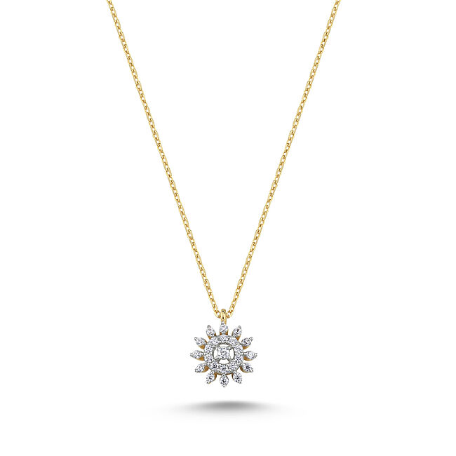 14 Ayar Altın Minimal Fiore Kolye - 1