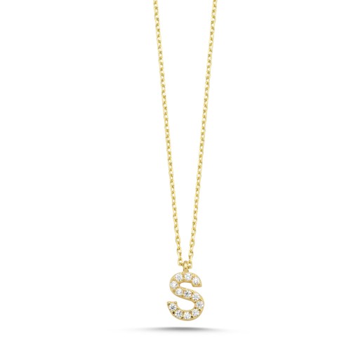 14 Ayar Altın Minimal S Harfi Kolye - CNG Jewels