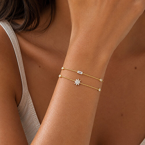 14 Ayar Altın Minimal Taşlı Kutup Yıldızı Bileklik - CNG Jewels (1)