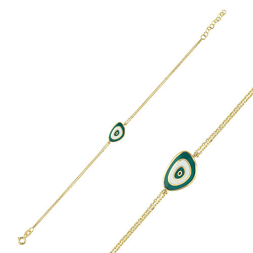 14 Ayar Altın Mint Nazar Boncuğu Bileklik - CNG Jewels