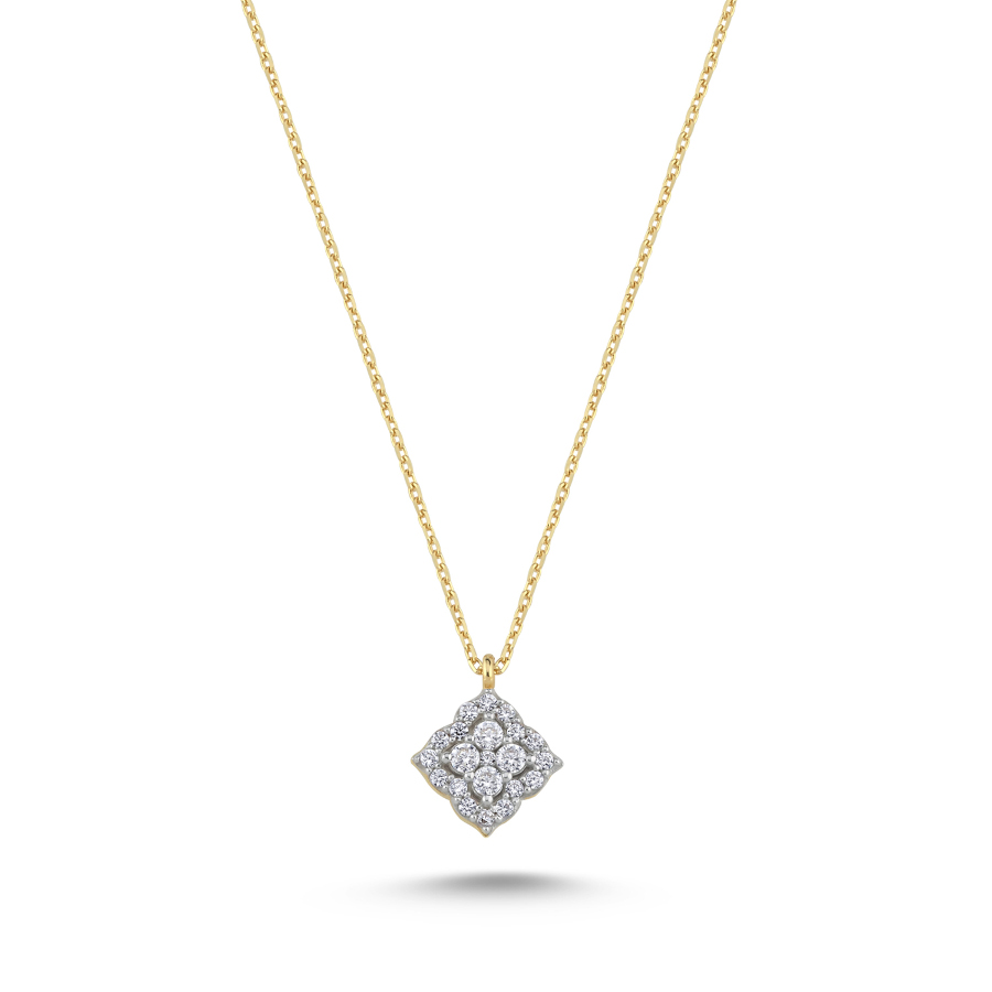 14 Ayar Altın Vibe Minimal Taşlı Kolye - CNG Jewels