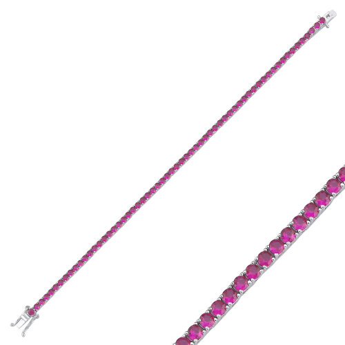 2,5mm Pembe Taşlı Su Yolu Gümüş Bileklik - CNG Jewels