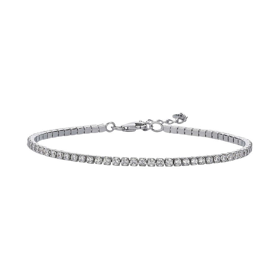 2mm Taşlı İnce Su Yolu Gümüş Bileklik - CNG Jewels (1)