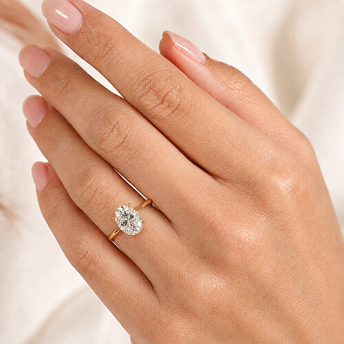3 Karat Mozanit Oval Tektaş Gold Gümüş Yüzük - CNG Jewels (1)
