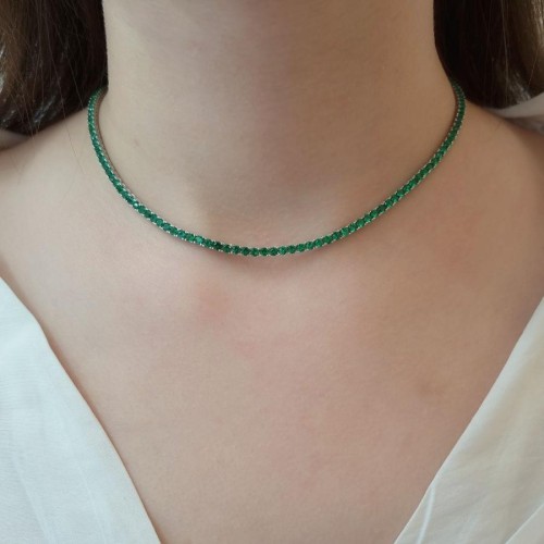 3mm Emerald Green Waterway Silver Women's Necklace - CNG Jewels