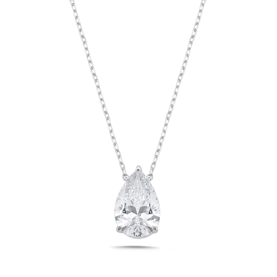 4 Karat Damla Tektaş Gümüş Kolye - CNG Jewels