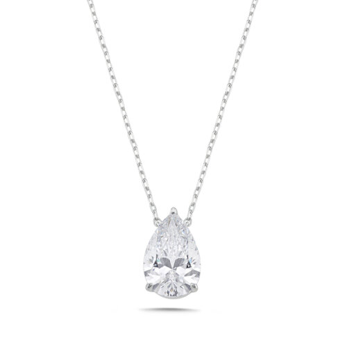 4 Karat Damla Tektaş Gümüş Kolye - CNG Jewels