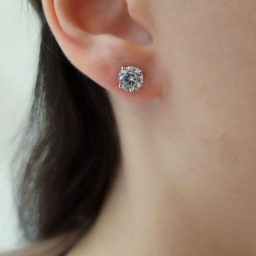 2 Carat Solitaire Silver Earrings - CNG Jewels (1)