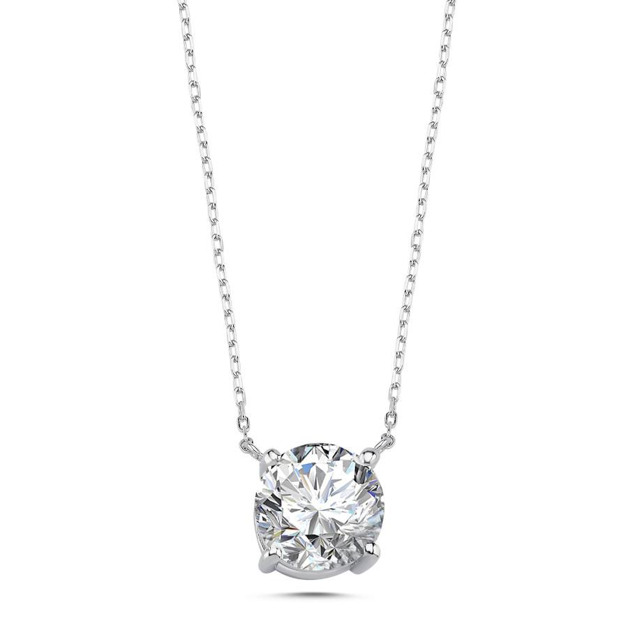 4 Karat Tektaş Gümüş Kolye - CNG Jewels