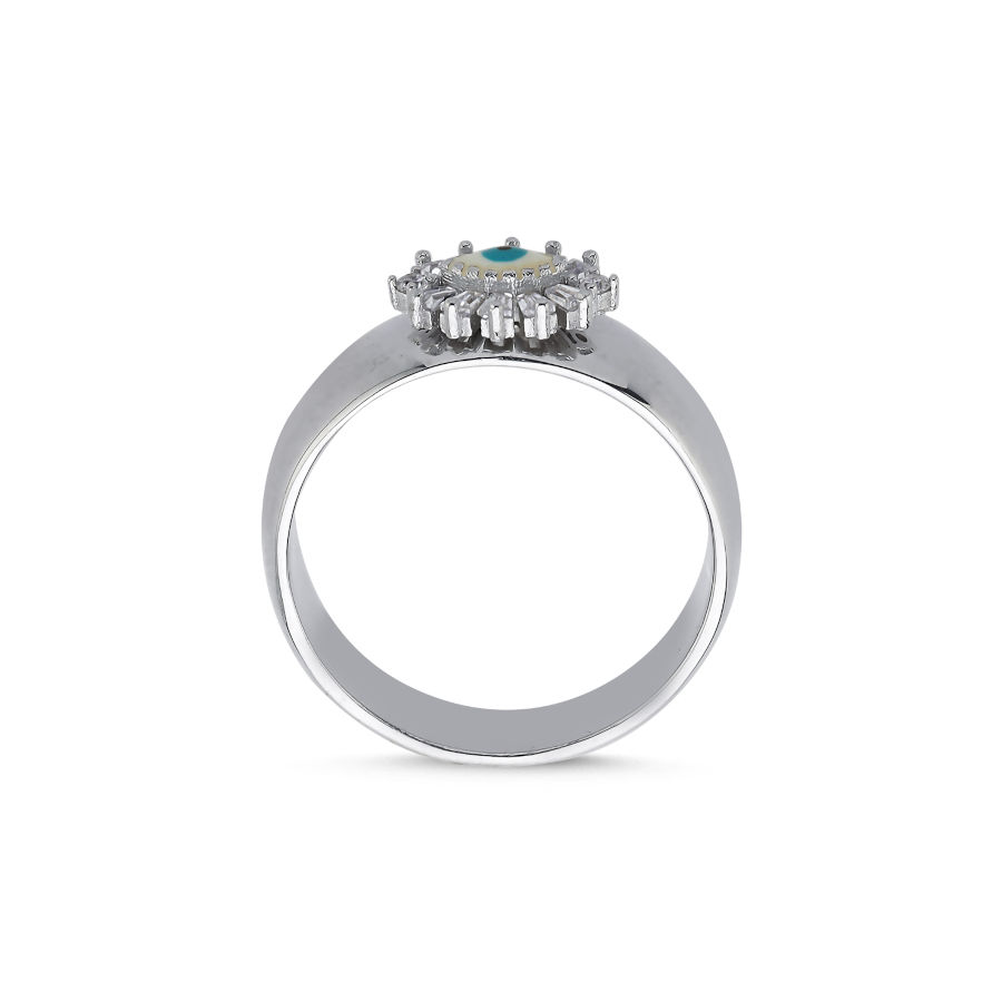 Almond Beyaz Göz Kadın Gümüş Yüzük - CNG Jewels (1)
