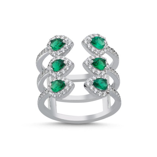Amour Emerald Silver Women's Ring - CNG Jewels