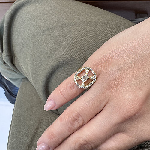 Artdeco Taşlı Gold Gümüş Kadın Serçe Parmak Yüzüğü - CNG Jewels (1)