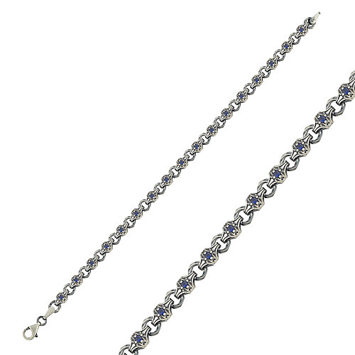 Badem Mavili Gümüş Erkek Bileklik - CNG Jewels