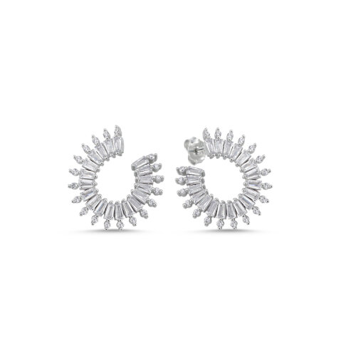 Baget Trapez Taşlı Gümüş Küpe - CNG Jewels