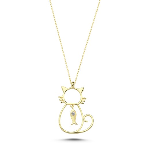 Balıklı Kedi Kadın Gümüş Kolye - CNG Jewels