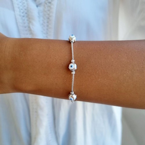 White Cubic Eye Silver Women's Bracelet - CNG Jewels (1)