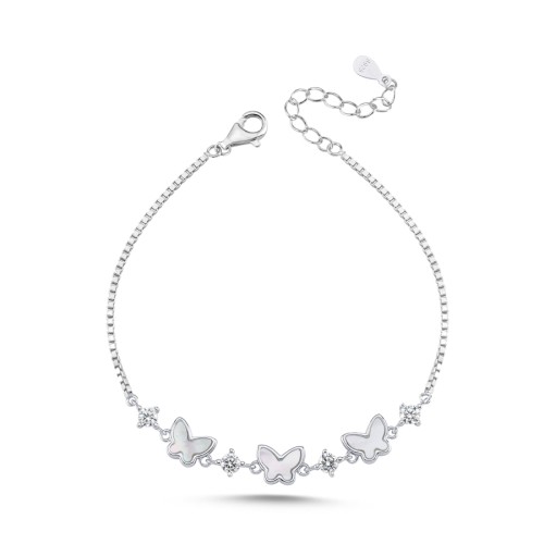 Beyaz Sedef Taşlı Kelebek Kadın Gümüş Bileklik - CNG Jewels (1)