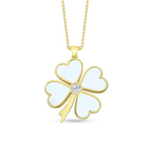 White Clover Silver Women's Necklace - CNG Jewels