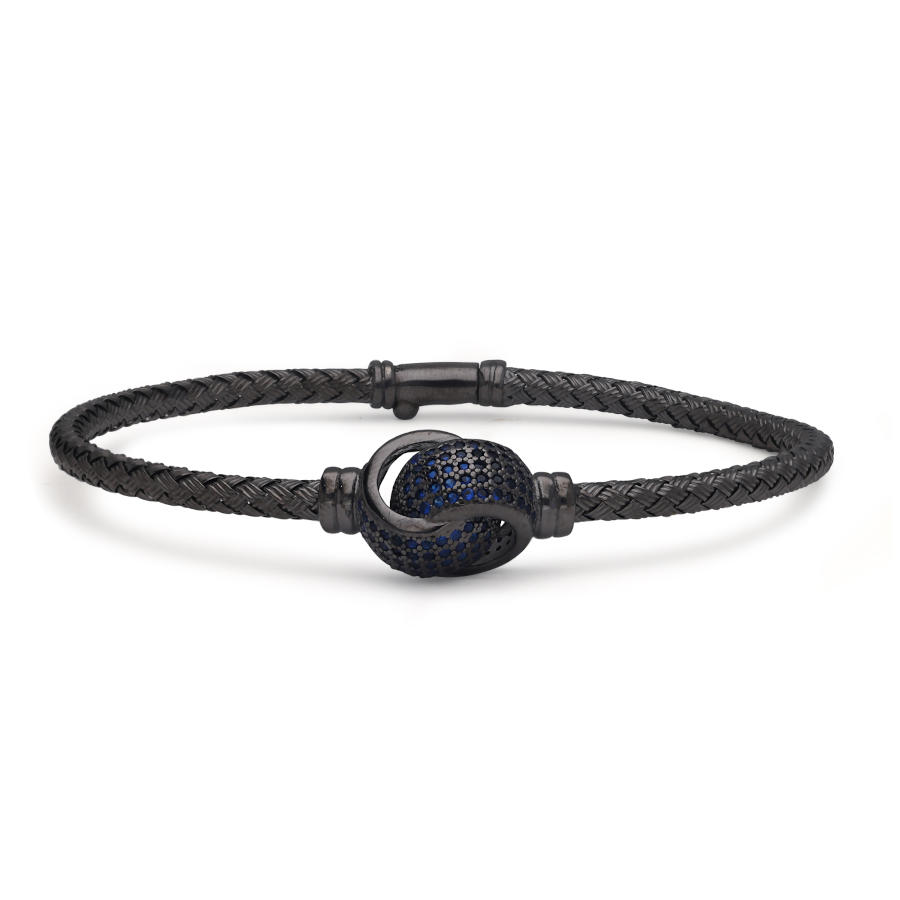 Blue Union Hasır Örgü Gümüş Erkek Bilekliği - CNG Jewels (1)