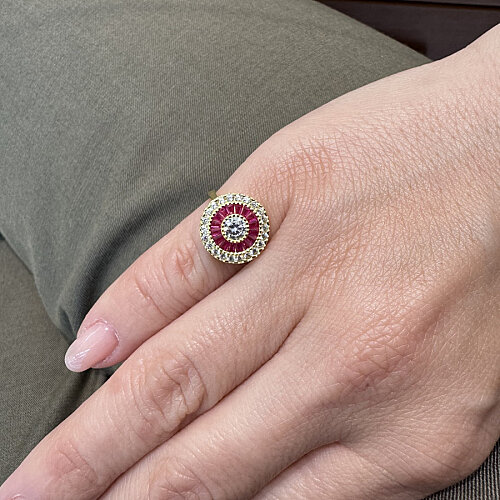 Calibre Ruby Gold Silver Women's Pinky Finger Ring - CNG Jewels (1)
