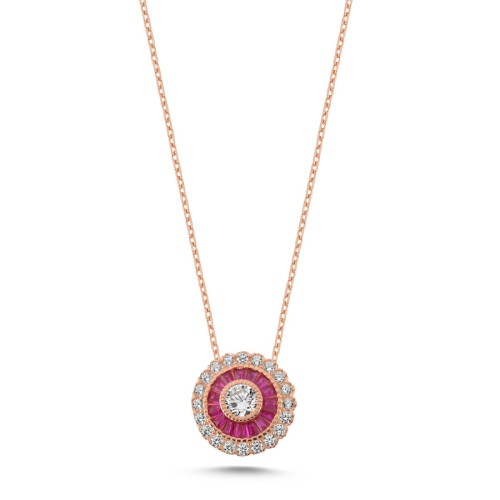 Calibre Ruby Rose Women's Silver Necklace - CNG Jewels