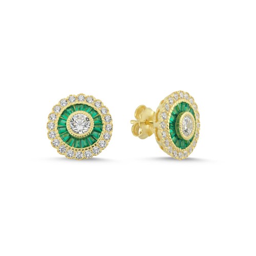 Calibre Emerald Gold Women's Silver Earrings - CNG Jewels