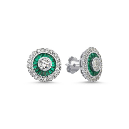 Calibre Emerald Women's Silver Earrings - CNG Jewels
