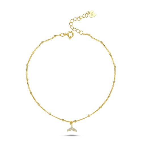 Charm Balina Kuyruğu Gold Gümüş Halhal - CNG Jewels