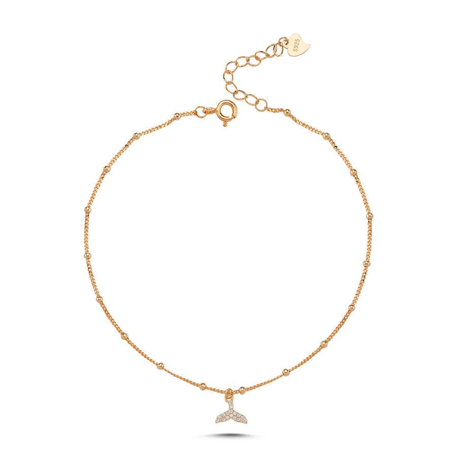 Charm Balina Kuyruğu Rose Gümüş Halhal - CNG Jewels