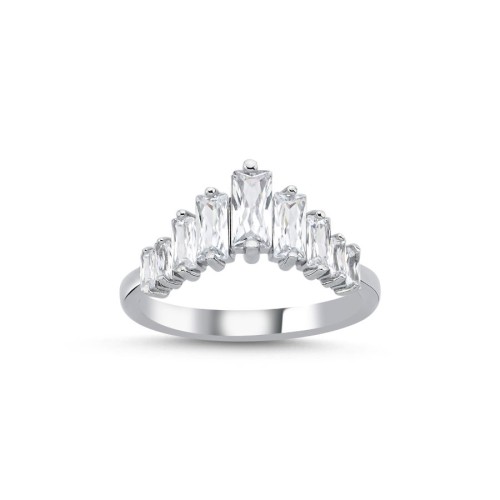 Crown Baget Taşlı Gümüş Yüzük - CNG Jewels
