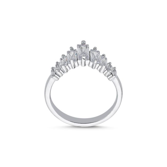 Crown Baget Taşlı Gümüş Yüzük - 2
