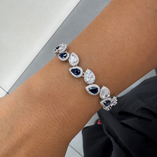 Drop Sapphire Women's Silver Waterway Bracelet - CNG Jewels (1)