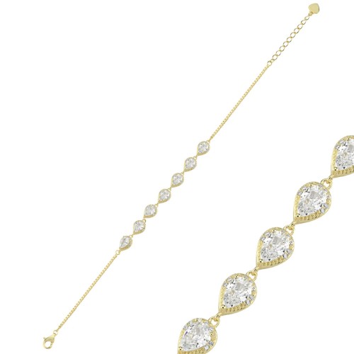 Drop Stone Gold Women's Silver Bracelet - CNG Jewels