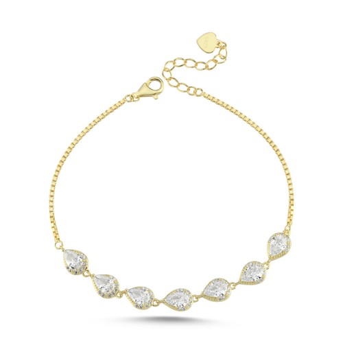 Damla Taşlı Gold Kadın Gümüş Bileklik - CNG Jewels (1)
