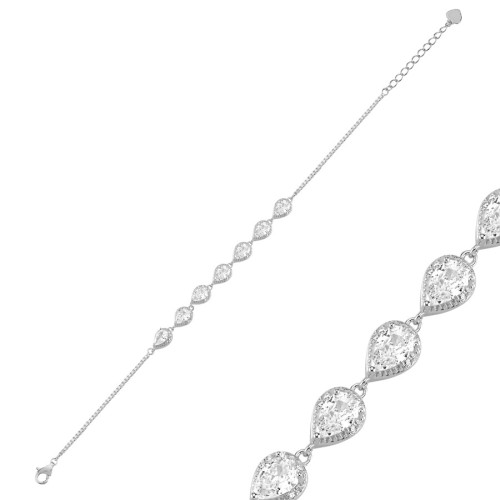 Women's Silver Bracelet with Drop Stones - CNG Jewels