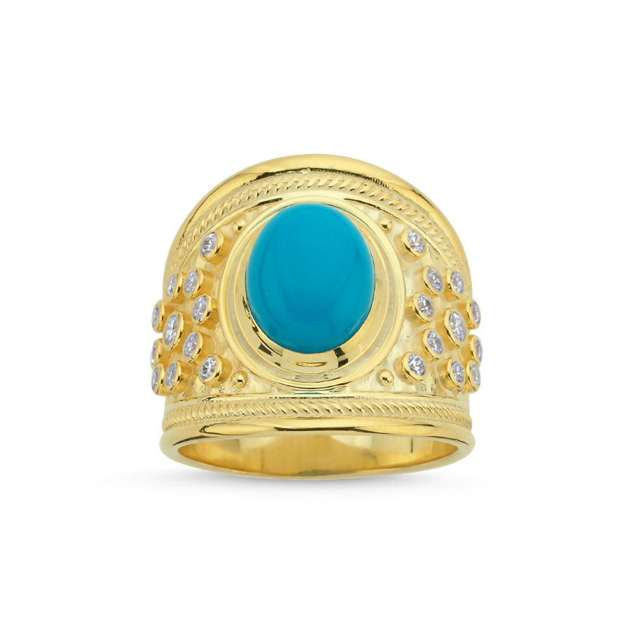 Diva Turquoise Women's Silver Ring - CNG Jewels