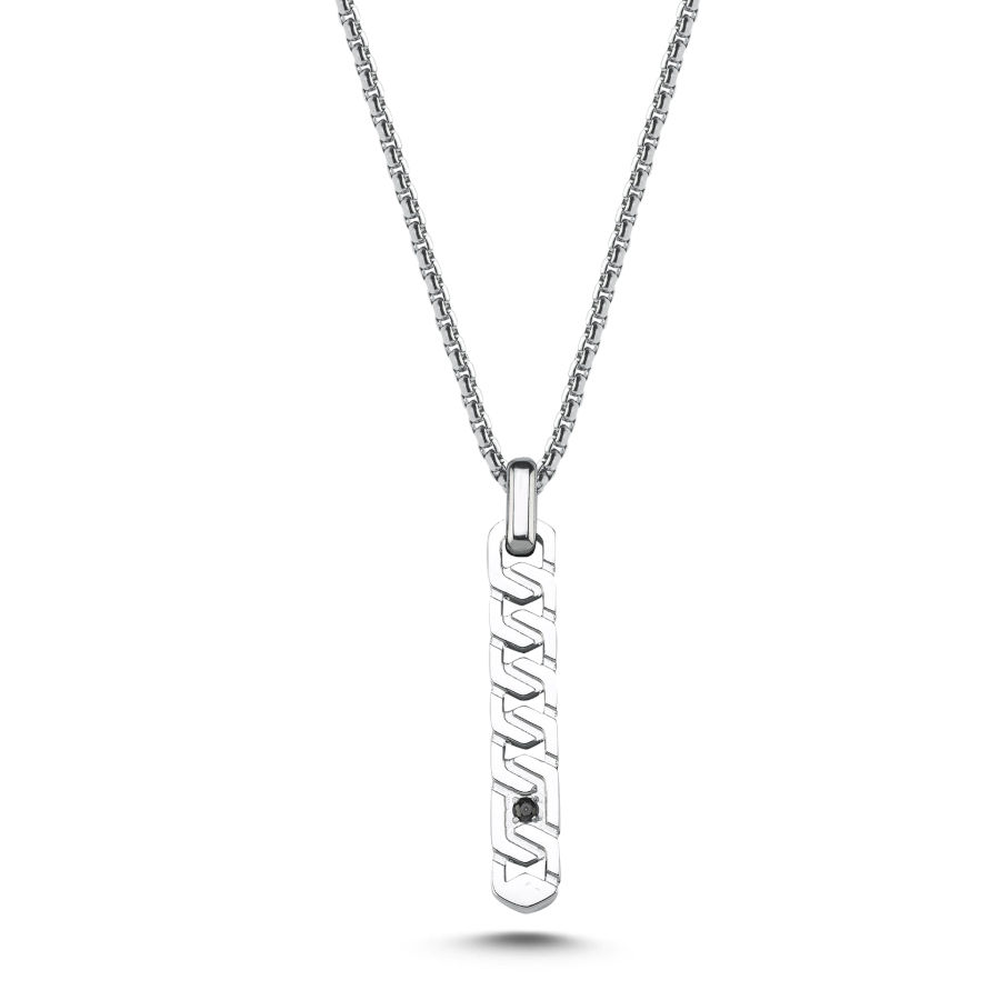 Fermuar Parlak Çelik Erkek Kolye - CNG Jewels