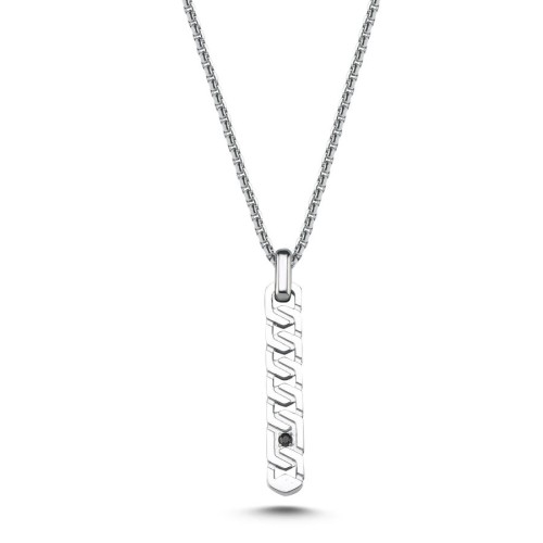 Fermuar Parlak Çelik Erkek Kolye - CNG Jewels