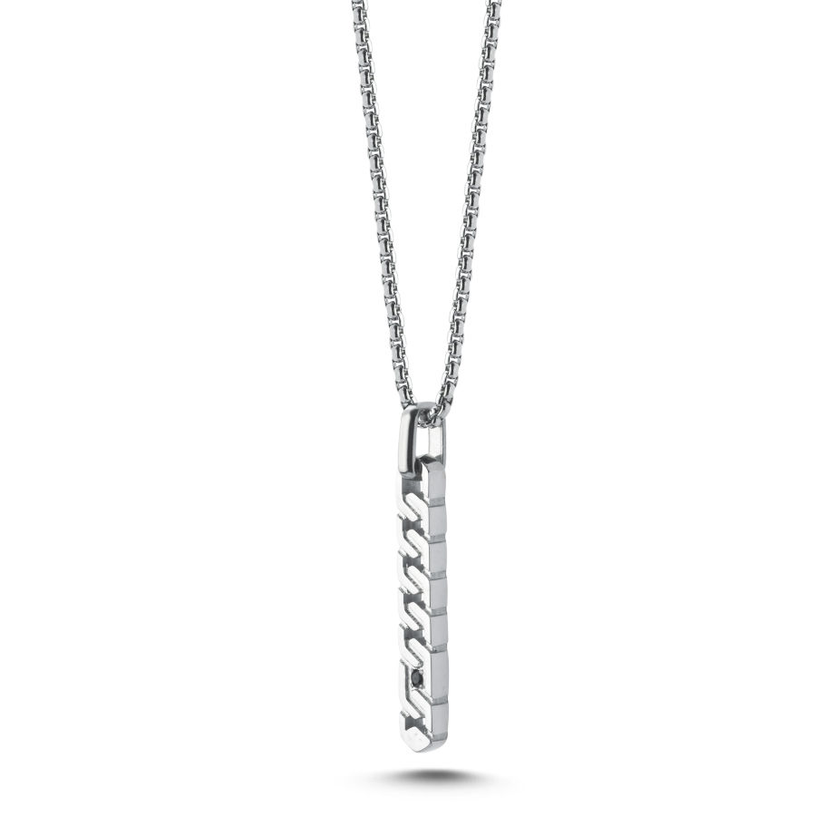 Fermuar Parlak Çelik Erkek Kolye - CNG Jewels (1)