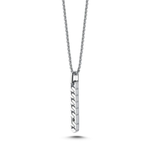 Fermuar Parlak Çelik Erkek Kolye - CNG Jewels (1)