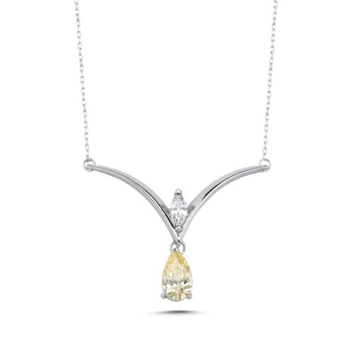 Gaviota Yellow Drop Silver Women's Necklace - CNG Jewels