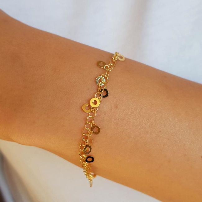 Gold Pul Charm Kadın Gümüş Bileklik - 1