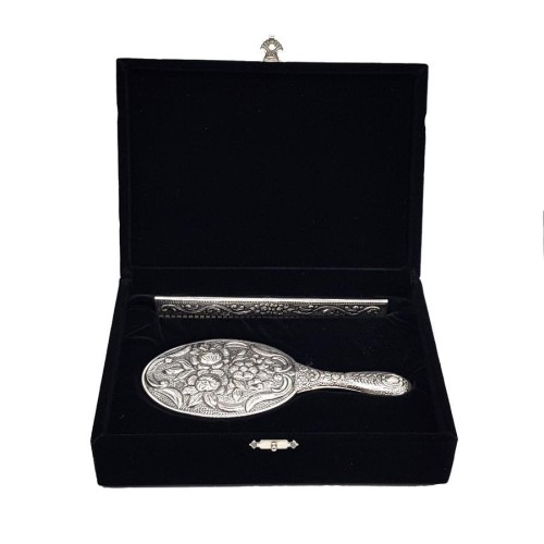 Gül Desenli El Aynası Tarak İkili Gümüş Set No 2 - CNG Jewels (1)