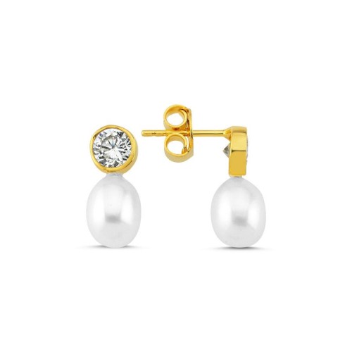 Silver Solitaire Drop Real Pearl Earrings - CNG Jewels