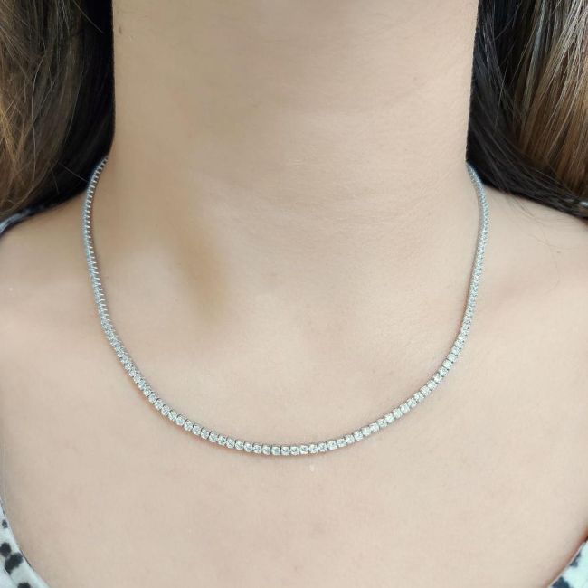 İnce 2mm Su Yolu Gümüş Kolye - 2